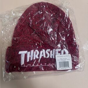Thrasher Maroon Beanie with White Logo